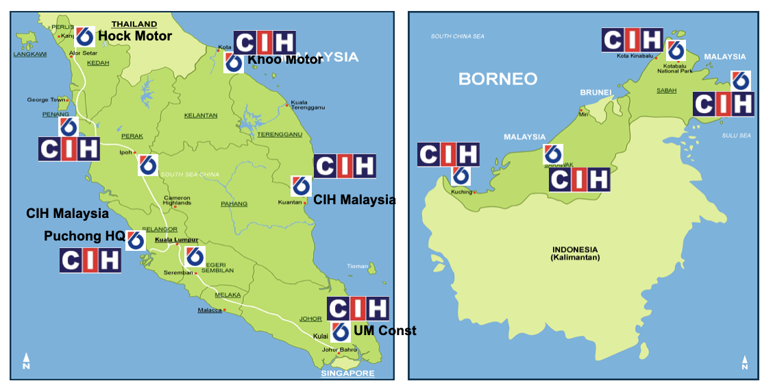CIH Malaysia After Sales Support Network Map